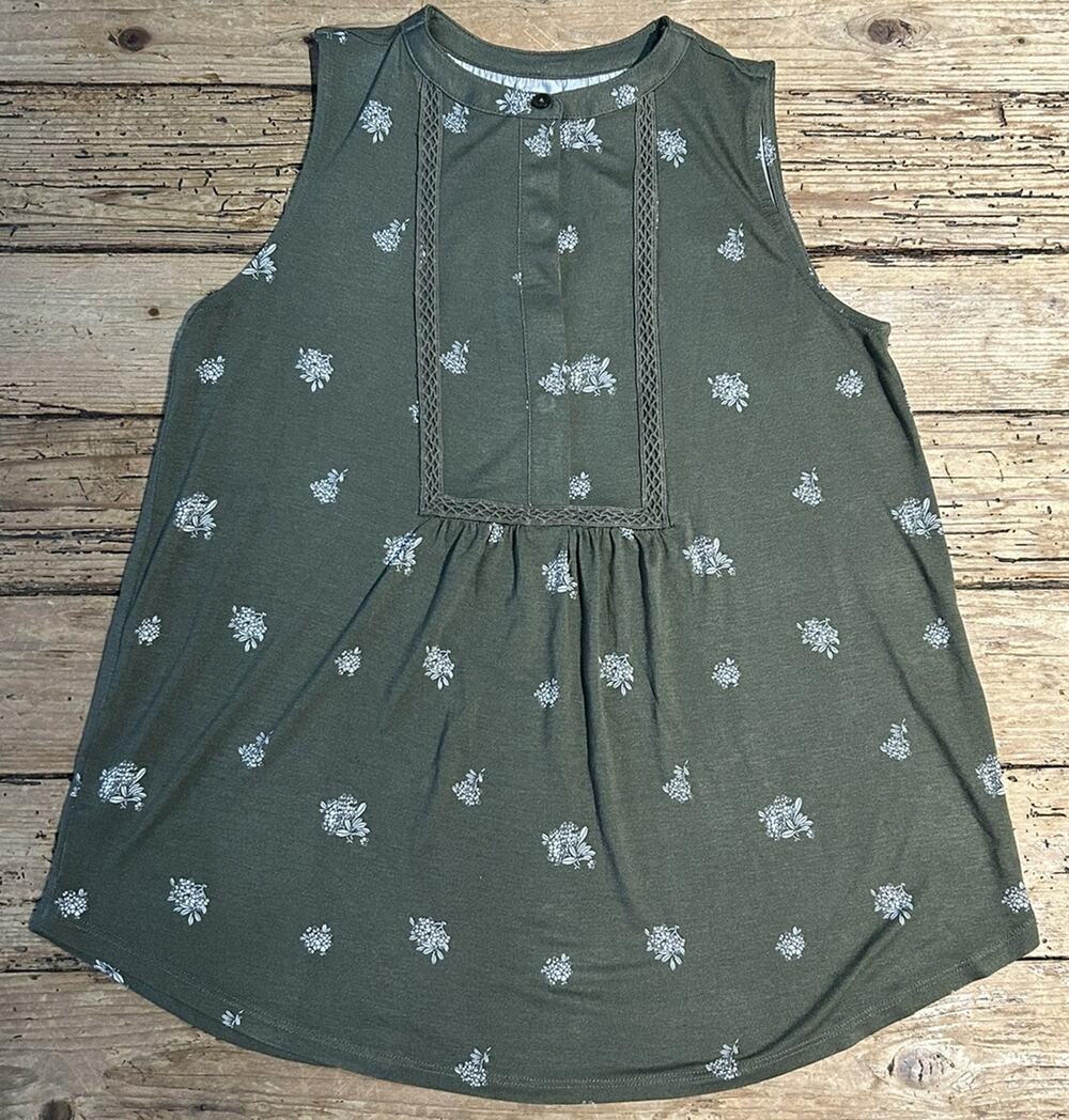 Loft Outlet Women’s Size XS Olive Green Button Sleeveless Blouse NWOT